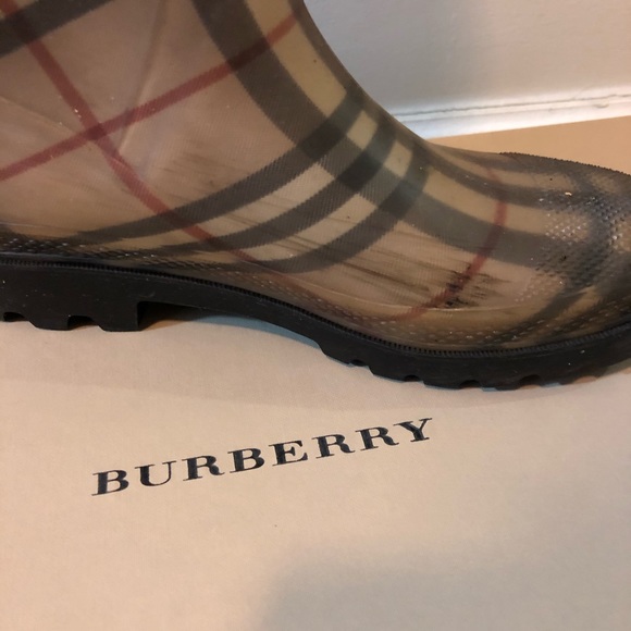 Burberry Women’s Brown Knee High Rain Boots Size 8 - Picture 7 of 8